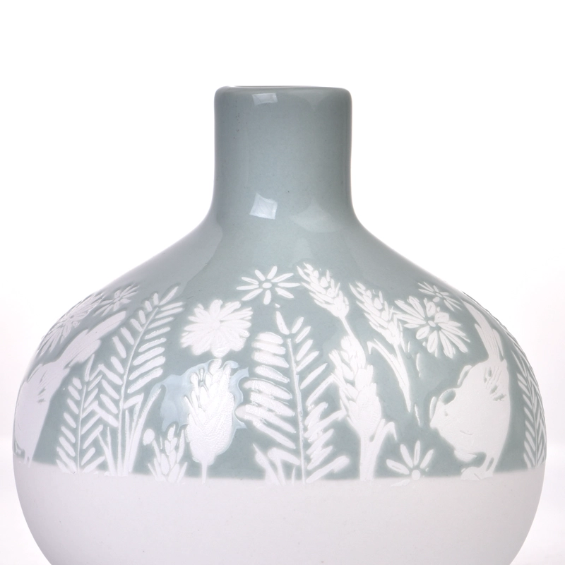 Newly flower pattern ceramic diffuser bottles for home fragrance