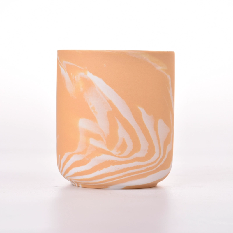 luxury 10oz orange color ceramic candle holder