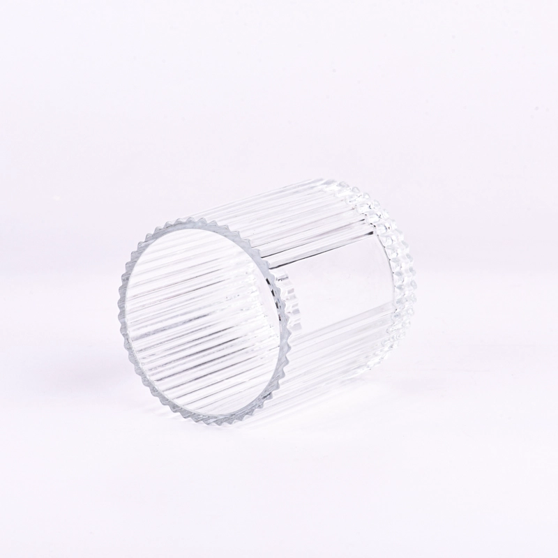 High quality vertical line& customized logo on the 400ml glass candle holder for supplier