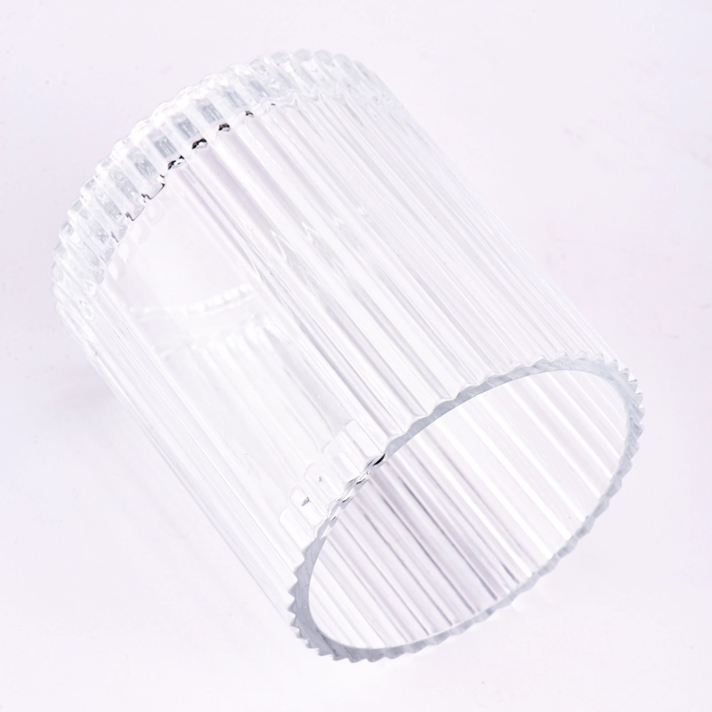 High quality vertical line& customized logo on the 400ml glass candle holder for supplier High quality vertical line& customized logo on the 400ml glass candle holder for supplier