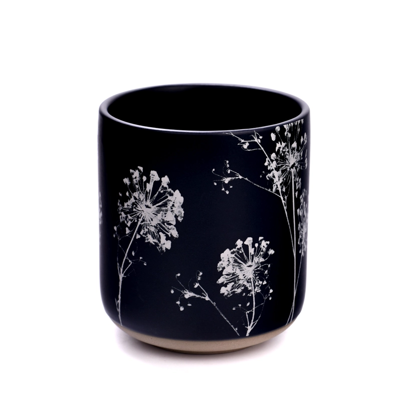 flower decal printing on ceramic candle jars and candle containers