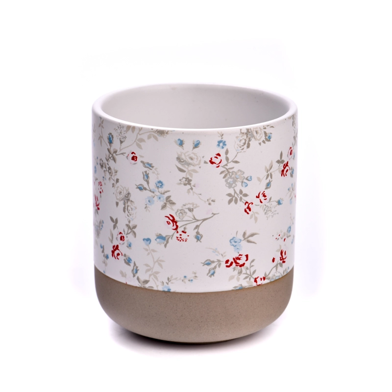 flower decal printing on ceramic candle jars and candle containers