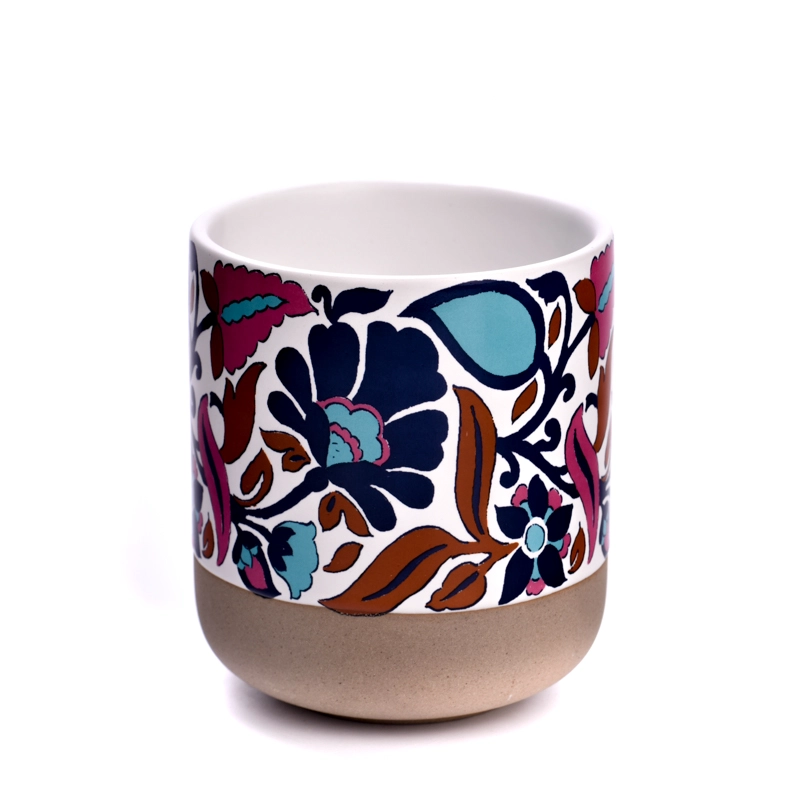 flower decal printing on ceramic candle jars and candle containers
