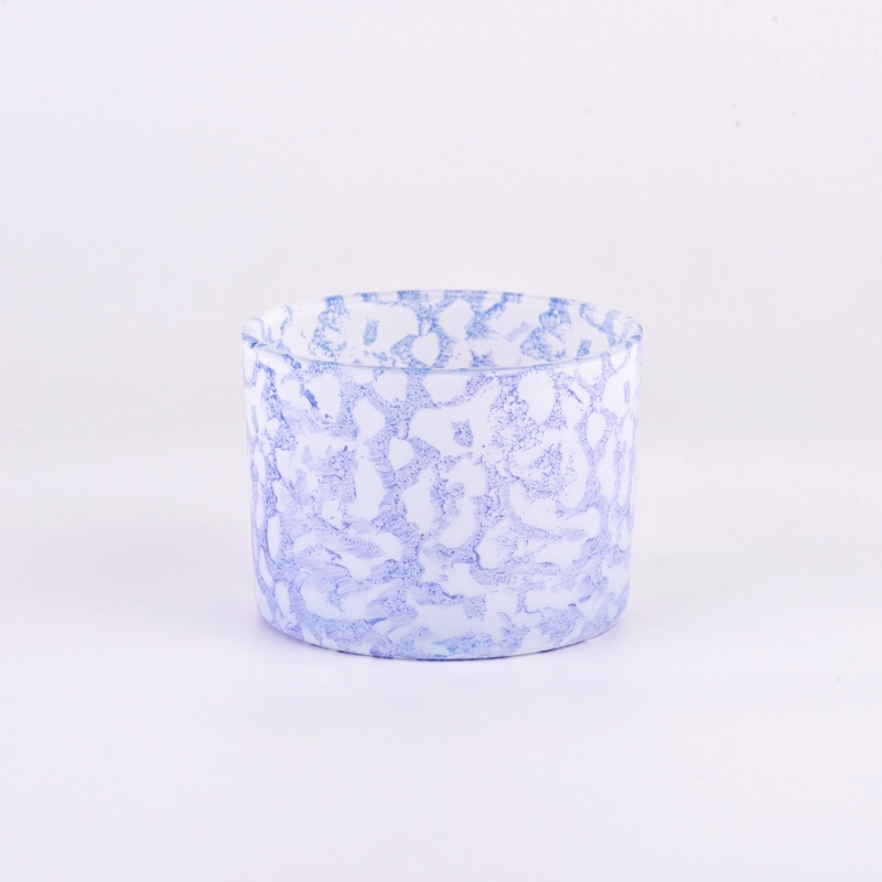 Hot sale 510ml wide mouth rockiness effect on glass candle holder for wholesale
