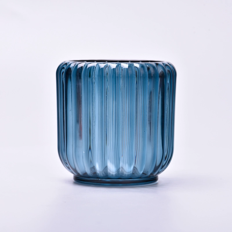 Newly luxury transparent color on vertical line 250ml glass candle holder for wholesale