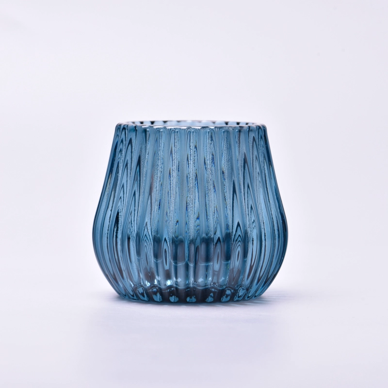 Customized transparent color on vertical line 150ml glass candle holder with fit the hands well in bulk Customized transparent color on vertical line 150ml glass candle holder with fit the hands well in bulk