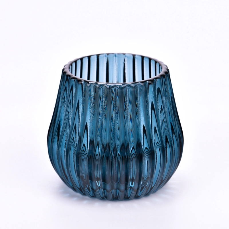 Customized transparent color on vertical line 150ml glass candle holder with fit the hands well in bulk Customized transparent color on vertical line 150ml glass candle holder with fit the hands well in bulk