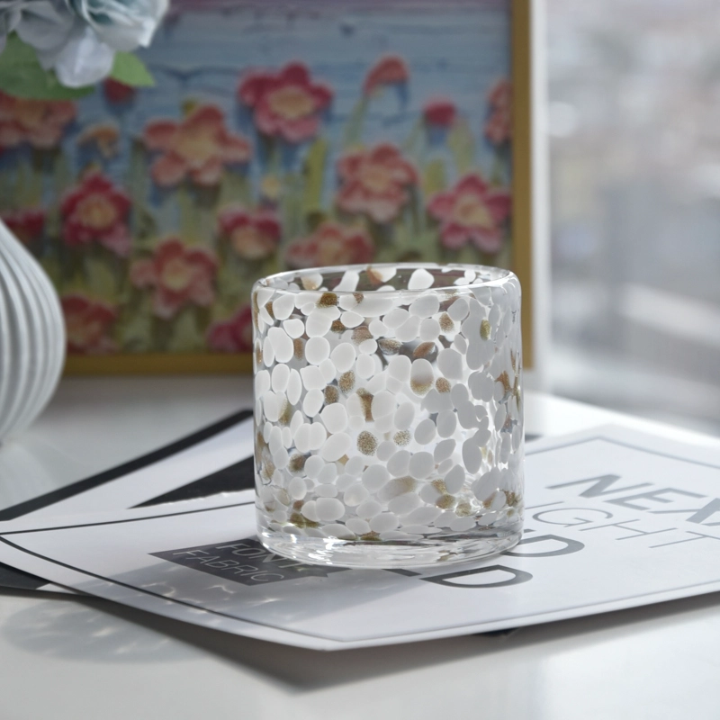 Handmade Colorful Spot Glass Candle Jar For Candle Making Supplier