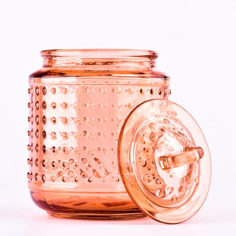 home decor color hump glass candle jar with glass lid