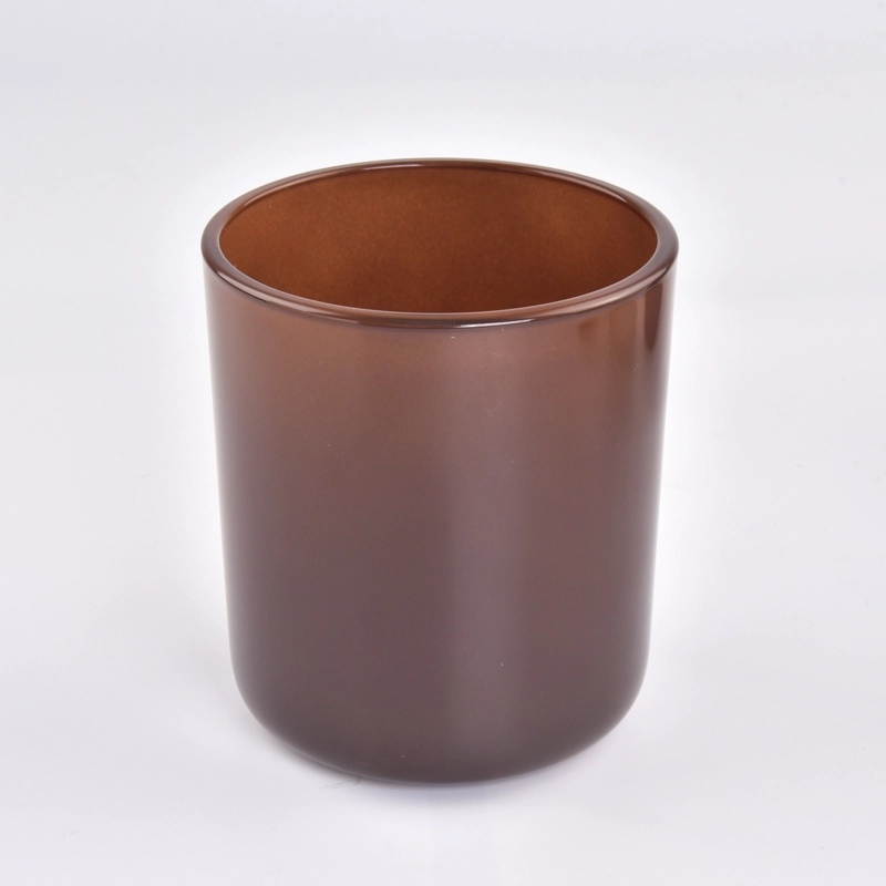 Hot sale 500ml shiny amber color round bottom glass candle jar for supplier