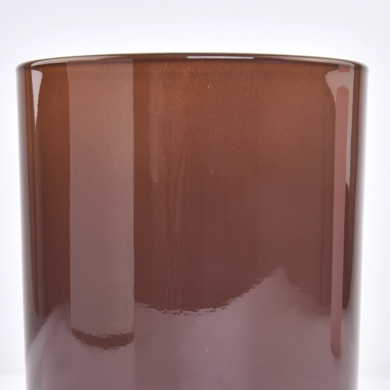 Hot sale 500ml shiny amber color round bottom glass candle jar for supplier