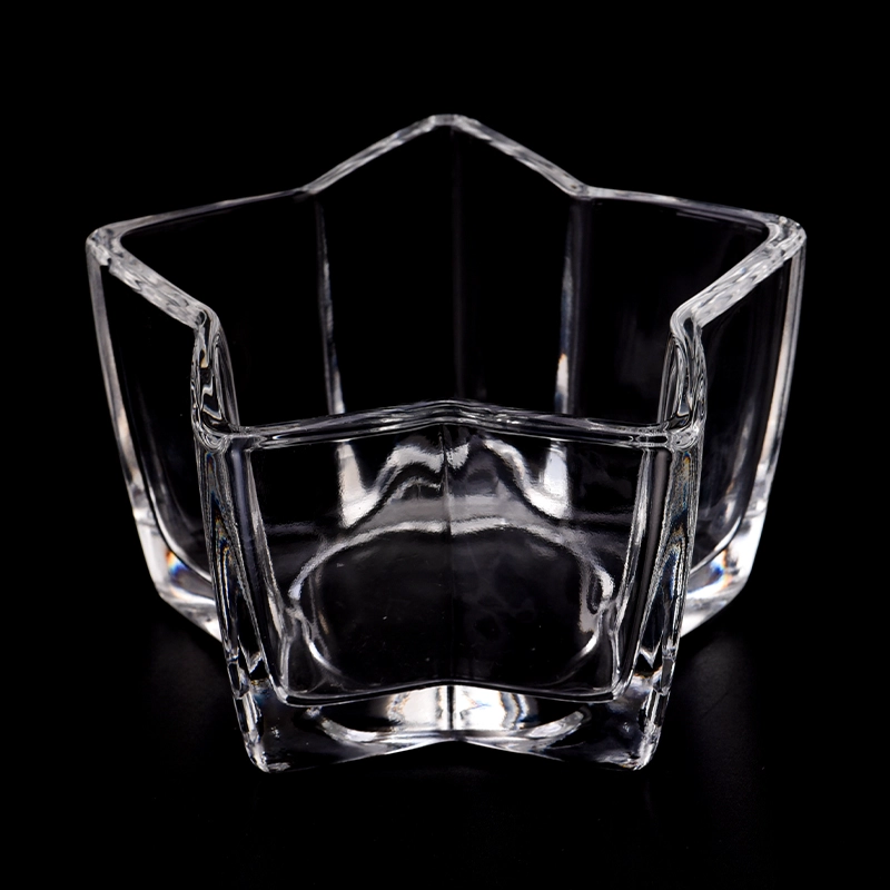 Modern custom pentagram shaped transparent glass candle jars wholesale wedding decorations