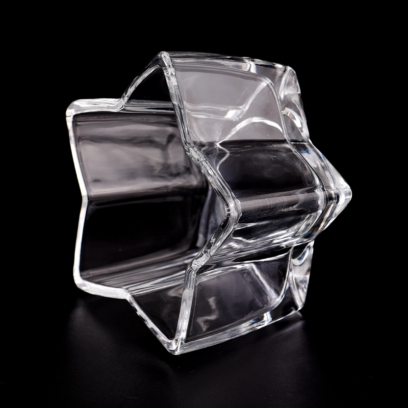 Modern custom pentagram shaped transparent glass candle jars wholesale wedding decorations