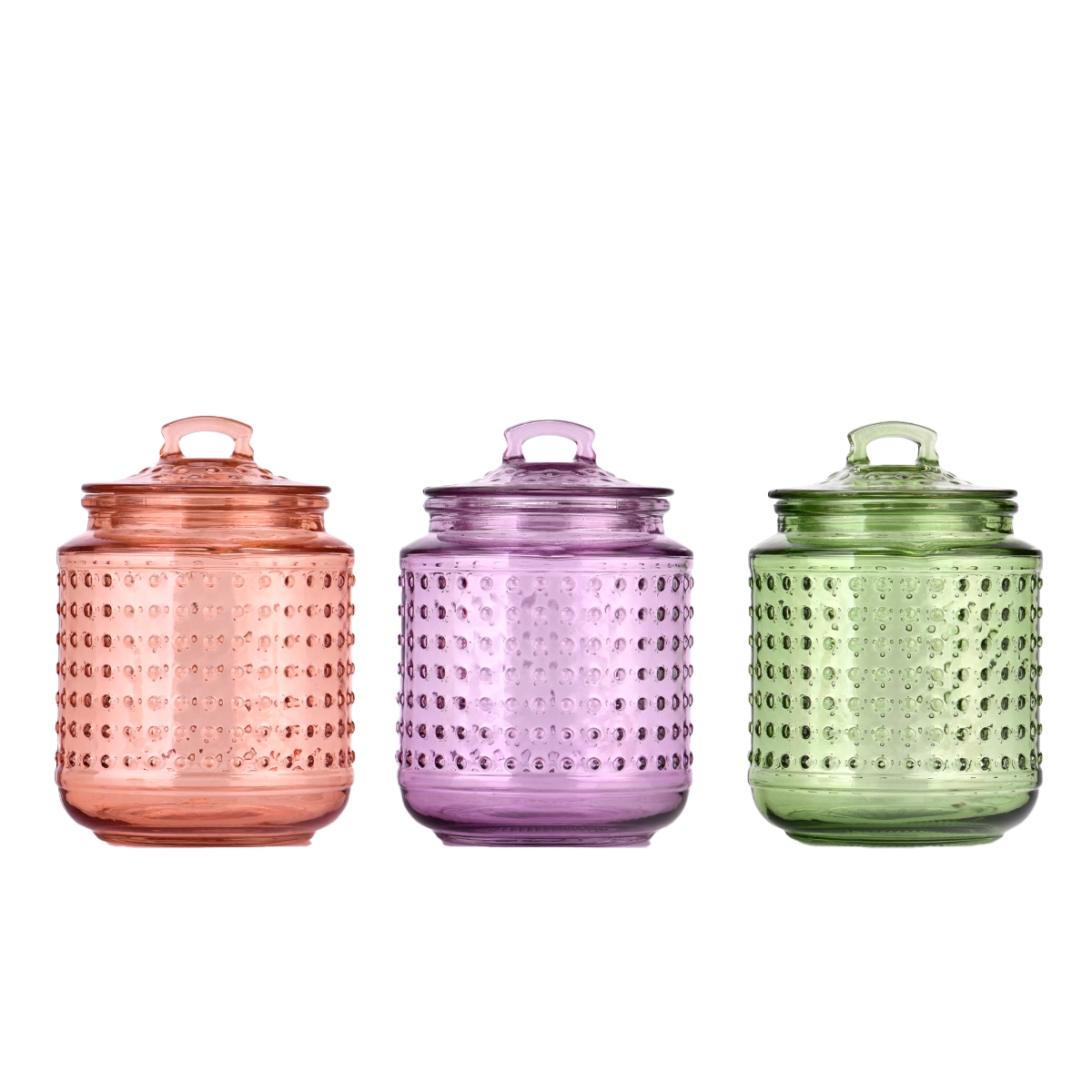 Bubble glass candle jars with lids and candle holders