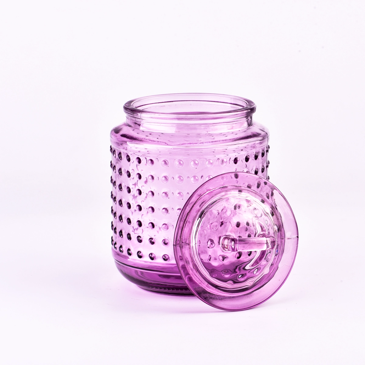 Bubble glass candle jars with lids and candle holders