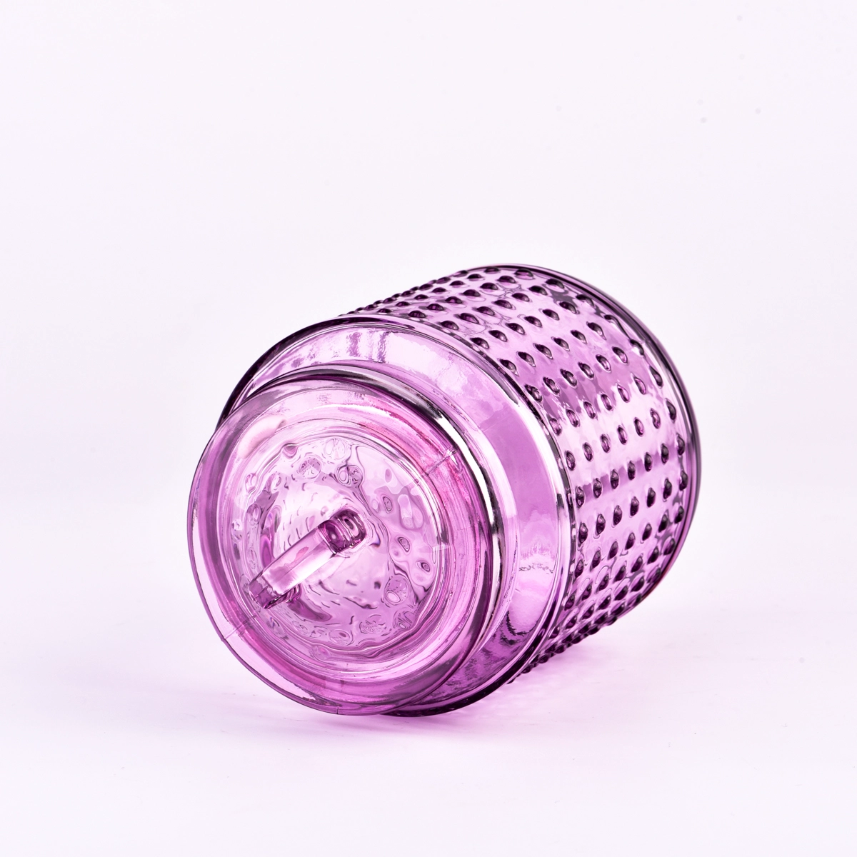 Bubble glass candle jars with lids and candle holders