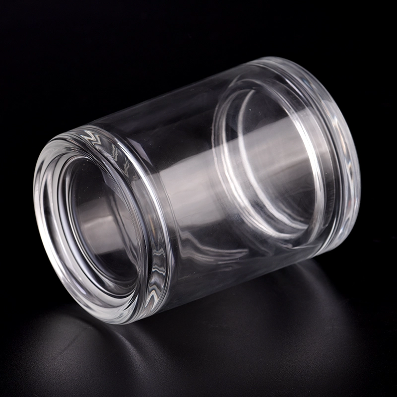 Hot sale 8oz 10oz customized deco sftaight line glass candle holder with match lids for home deco