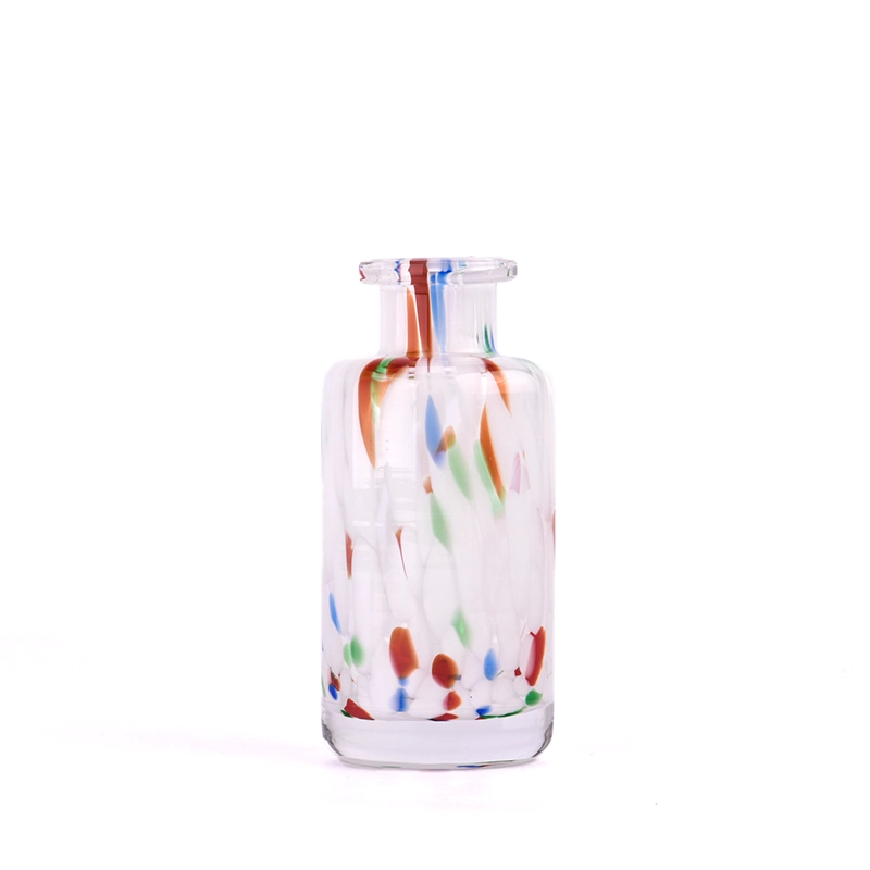 Newly design red & blue color mixed on handmade glass bottle for wholesale