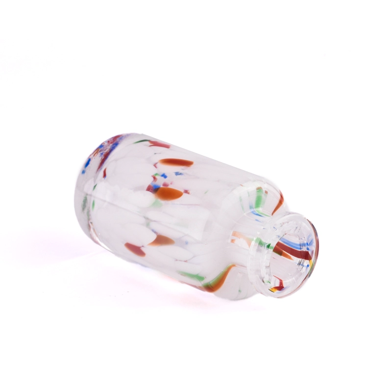 Newly design red & blue color mixed on handmade glass bottle  for wholesale