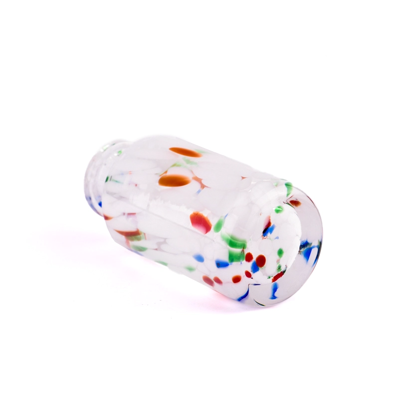 Newly design red & blue color mixed on handmade glass bottle  for wholesale