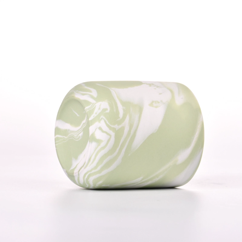 Custom Candle Vessel Marble Glazing Ceramic Scented Candle Container