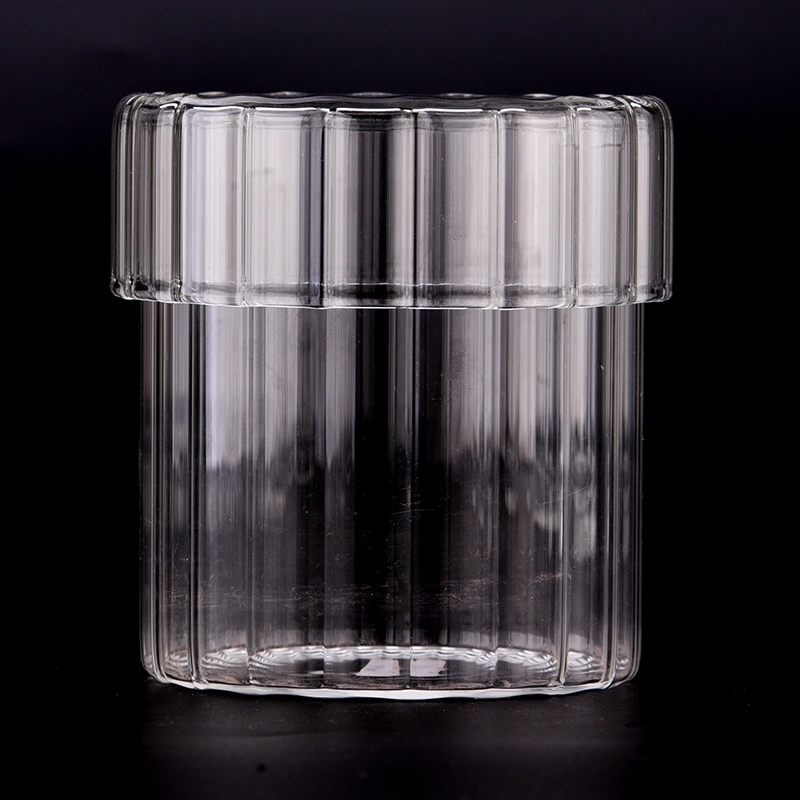 550ml borosilicate glass candle jars with lids and candle holders