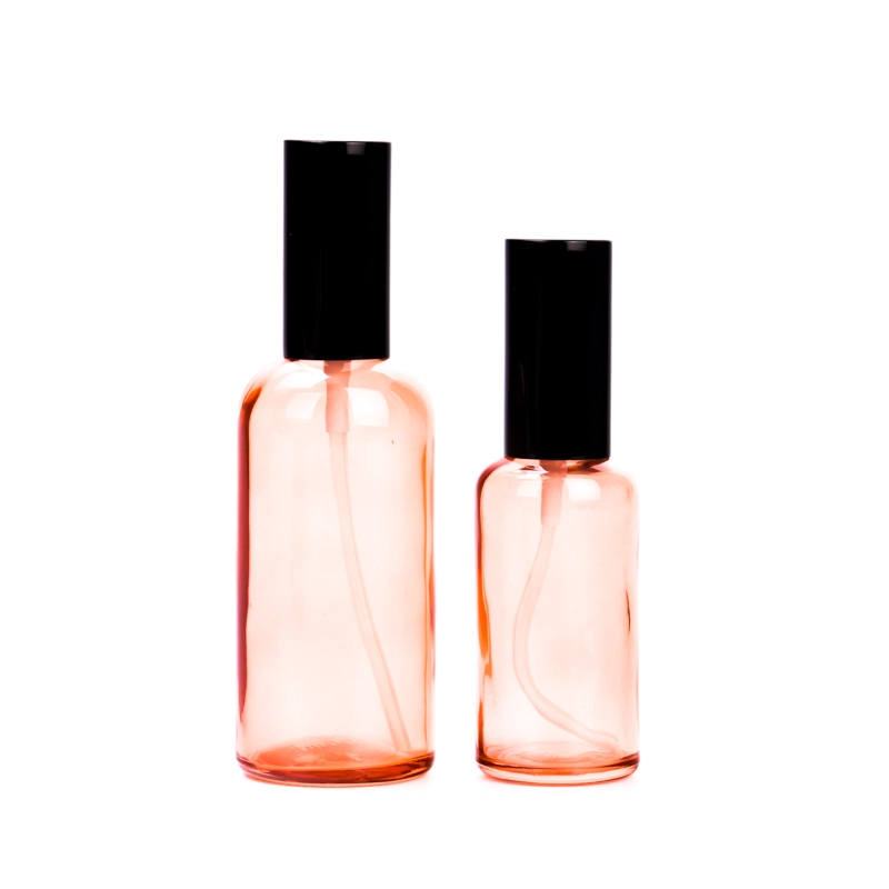 Customized 50ml-100ml shiny colored glass bottle with shiny black cap for wholesale Customized 50ml-100ml shiny colored glass bottle with shiny black cap for wholesale