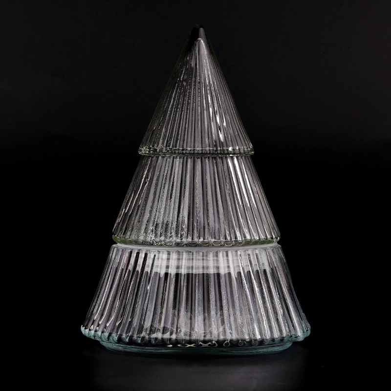 Luxury glass christmas tree candle jar with lids Luxury glass christmas tree candle jar with lids