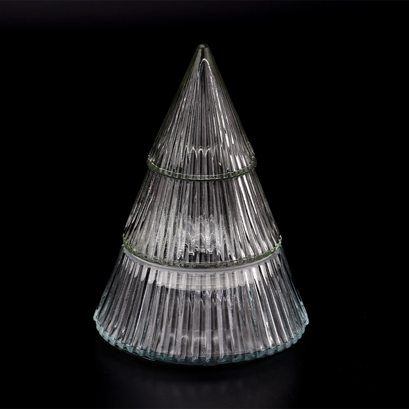 Luxury glass christmas tree candle jar with lids Luxury glass christmas tree candle jar with lids