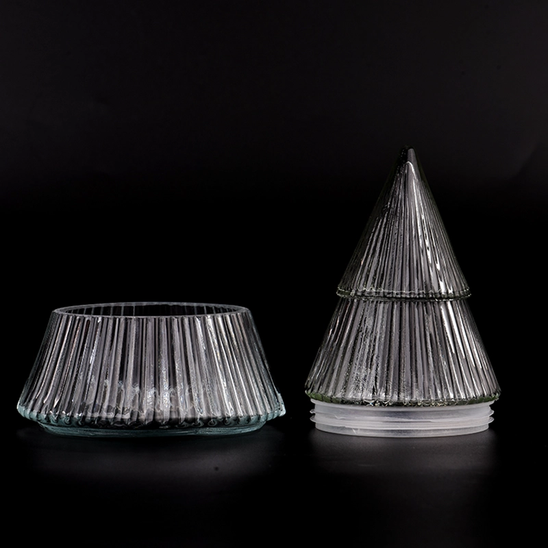 Luxury glass christmas tree candle jar with lids Luxury glass christmas tree candle jar with lids