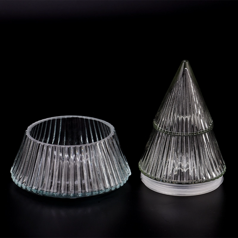 Luxury glass christmas tree candle jar with lids Luxury glass christmas tree candle jar with lids