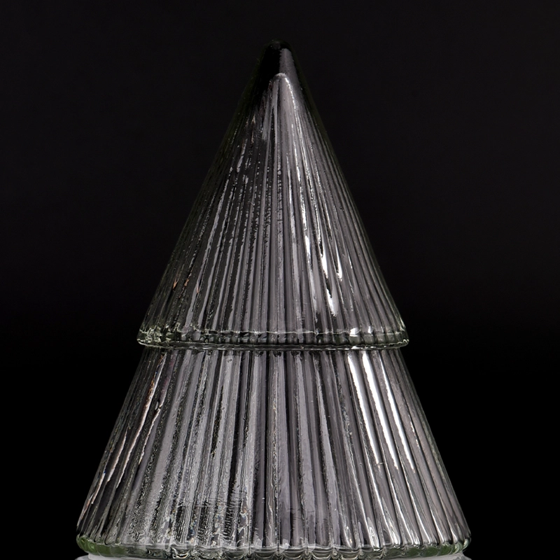 Luxury glass christmas tree candle jar with lids Luxury glass christmas tree candle jar with lids