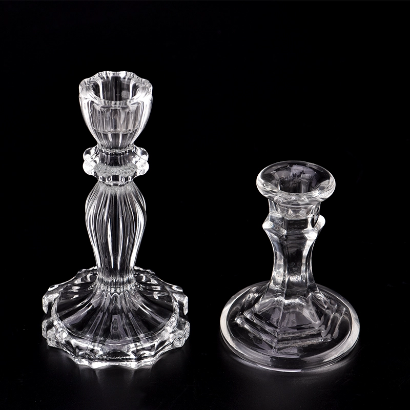 Wholesale Pillar Decorating Transparent Glass Candlestick Home Decor
