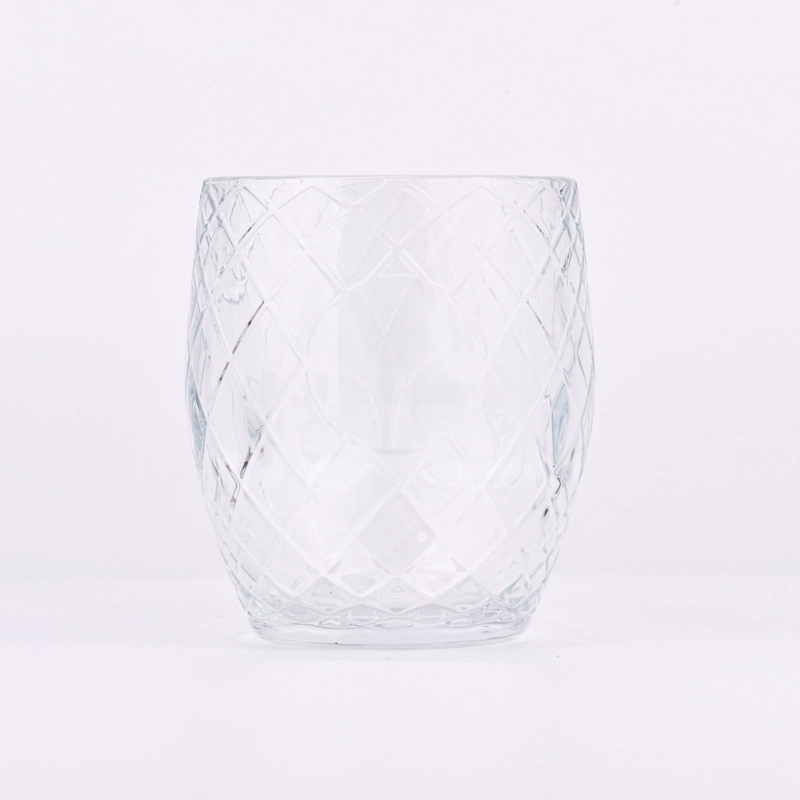 Grand pot de bougie en verre transparent en forme d'œuf, vente en gros