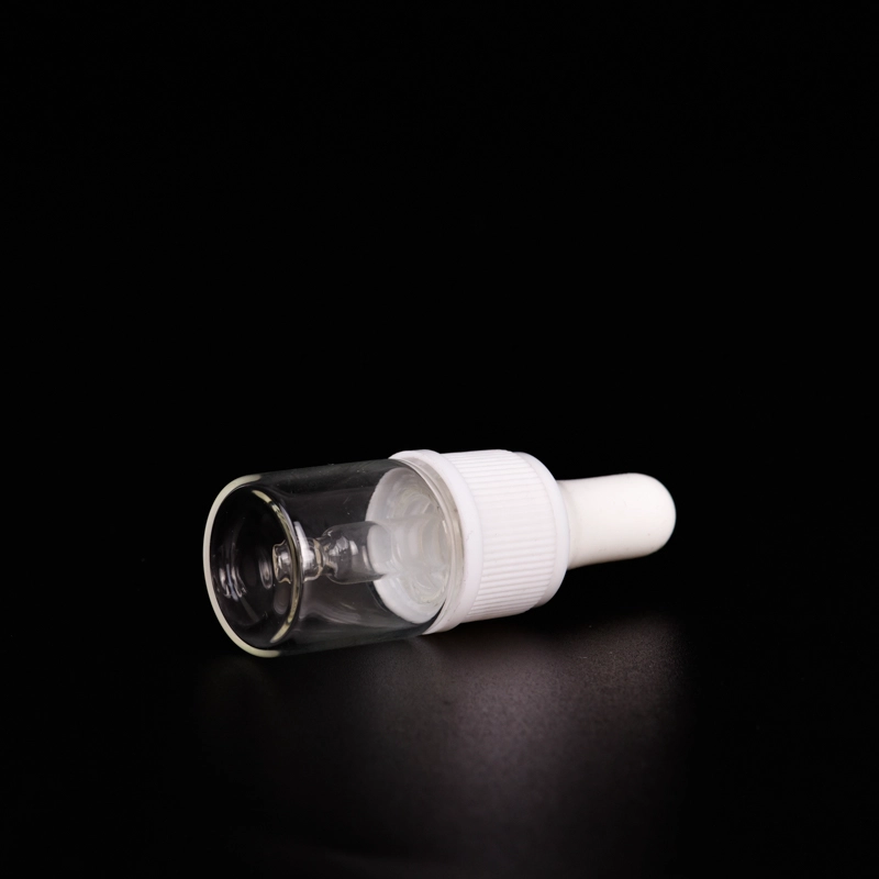 Luxury 5ml oil glass bottle with shiny white dropper for trial for wholesale
