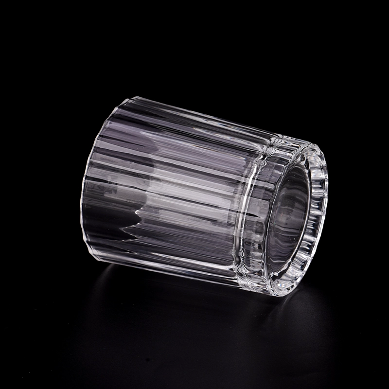 Luxury strip pattern glass candle jars and candle holders