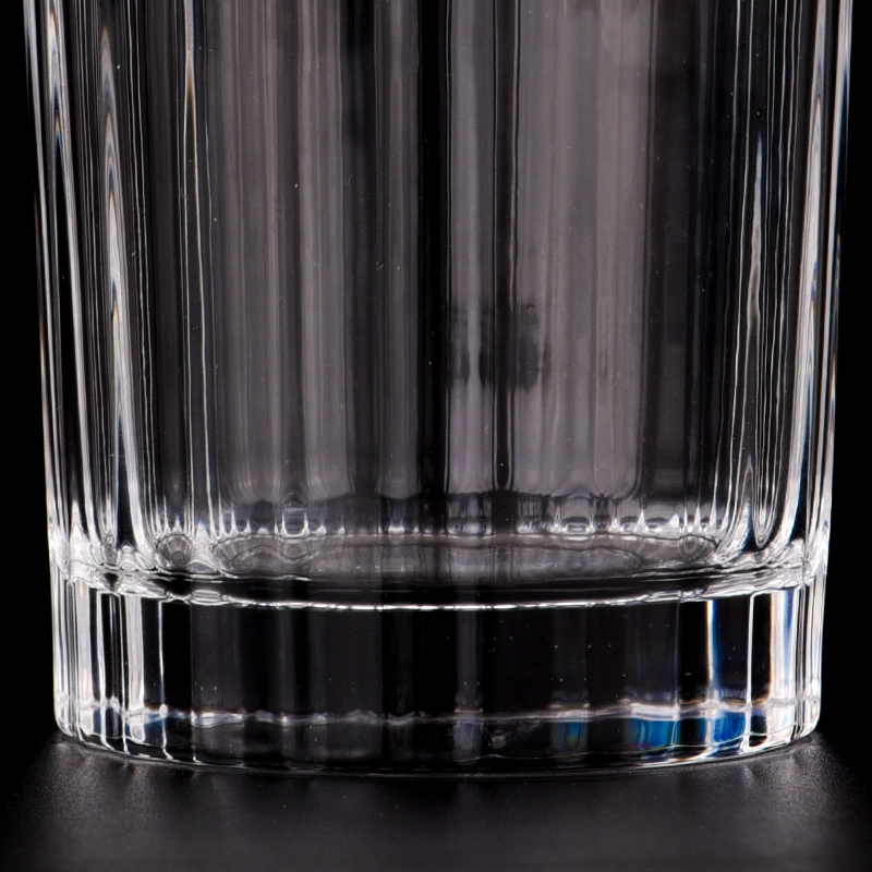 Luxury strip pattern glass candle jars and candle holders