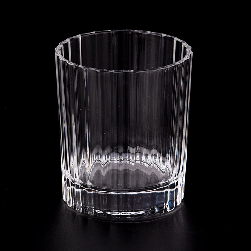 Luxury strip pattern glass candle jars and candle holders