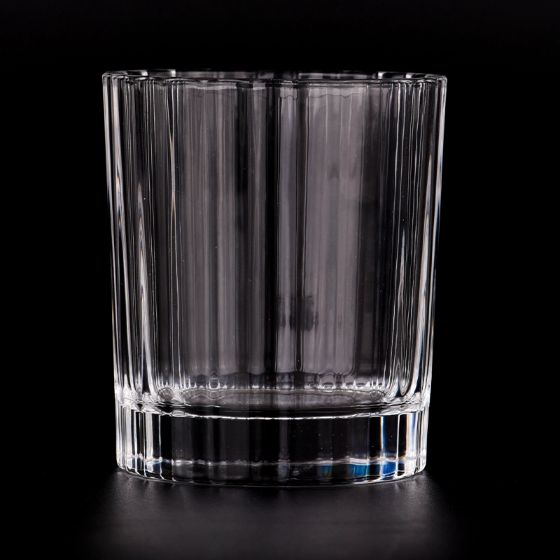Luxury strip pattern glass candle jars and candle holders