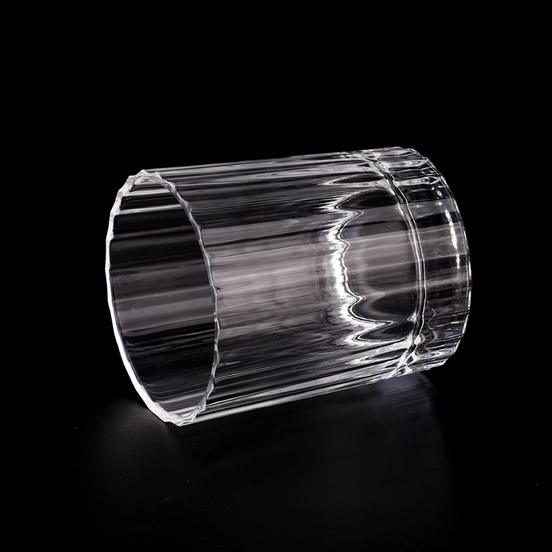 Luxury strip pattern glass candle jars and candle holders