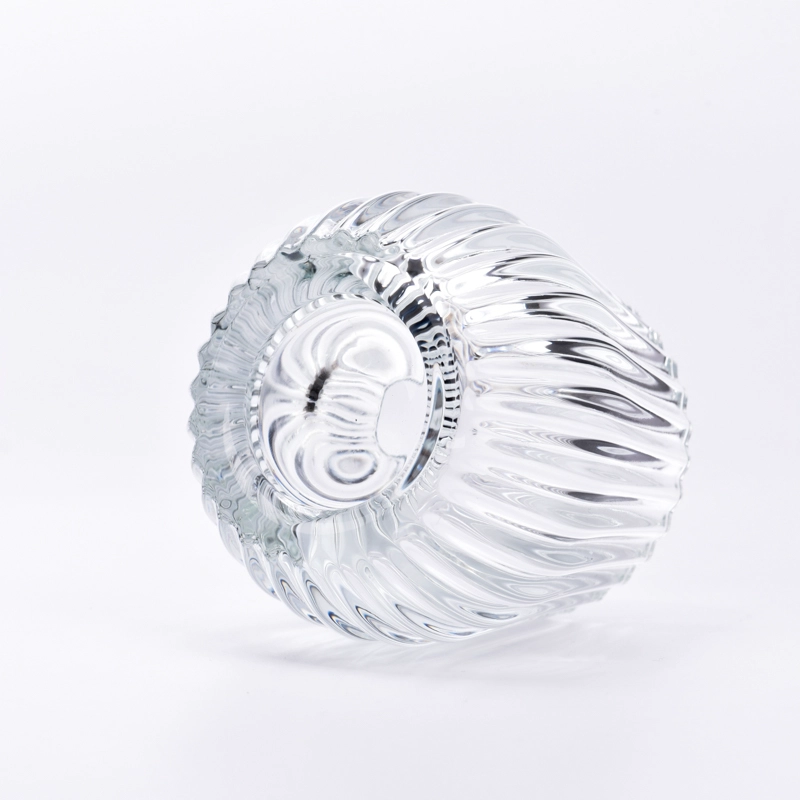clear glass candle jar with stripe design home decor