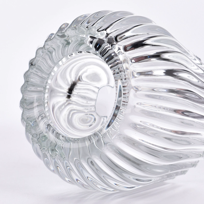 clear glass candle jar with stripe design home decor