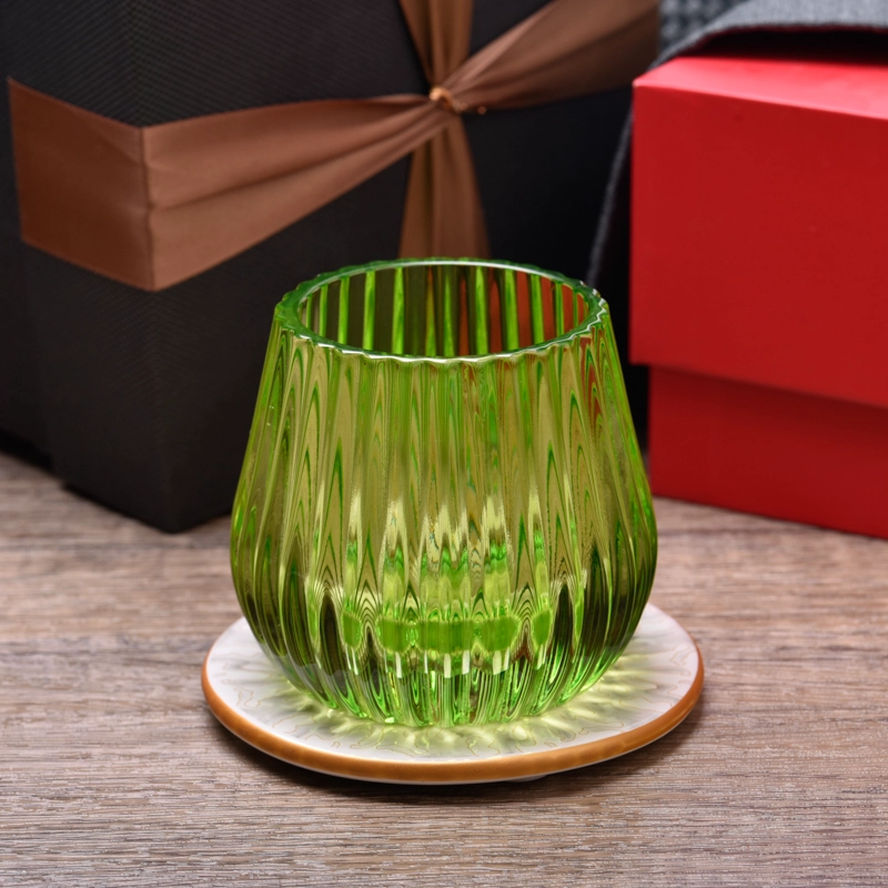 popular green 6oz vertical glass candle jar for candle making wholesale
