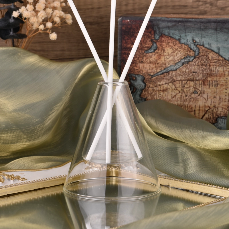 Wholesale double wall triangle handmade glass reed diffuser bottle for home deco Wholesale double wall triangle handmade glass reed diffuser bottle for home deco