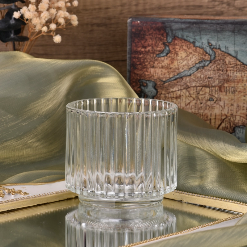Wholesale hot sale 12.5 OZ vertical stripe glass candle jar Wholesale hot sale 12.5 OZ vertical stripe glass candle jar