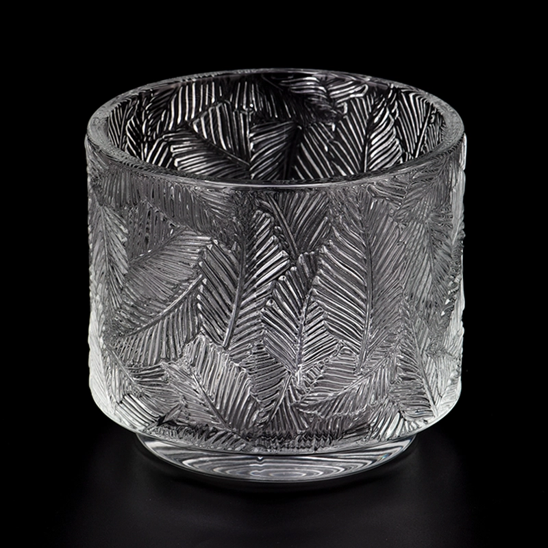 embossed pine pattern glass candle jar embossed pine pattern glass candle jar