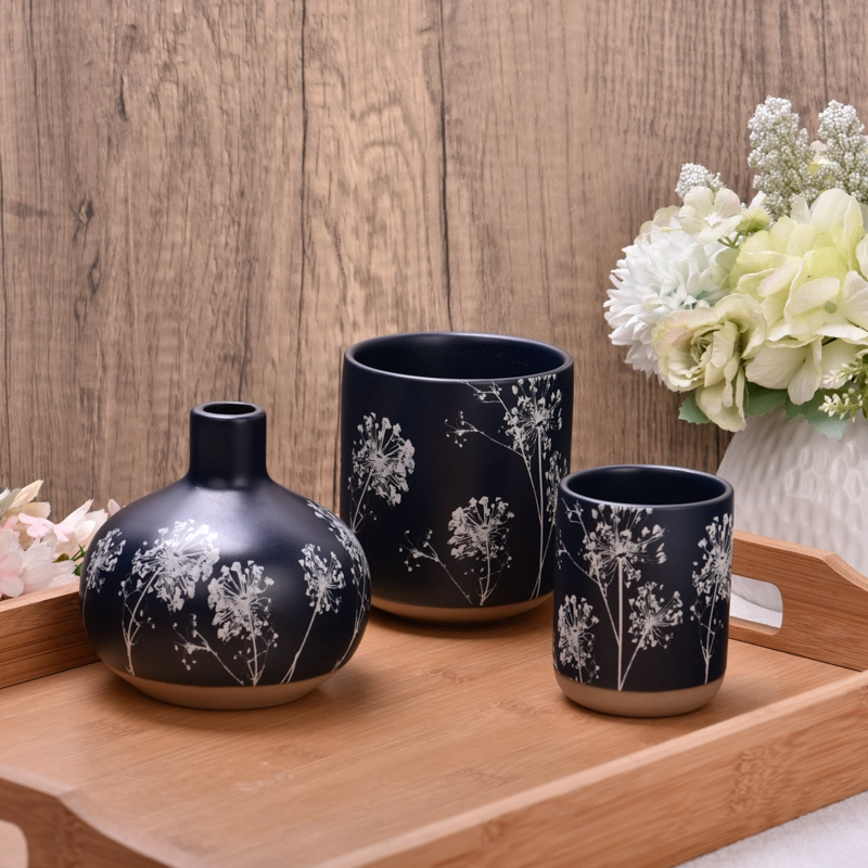 Mattschwarze 14oz Keramik-Diffusorflaschen, Keramikvase, Heimdekoration