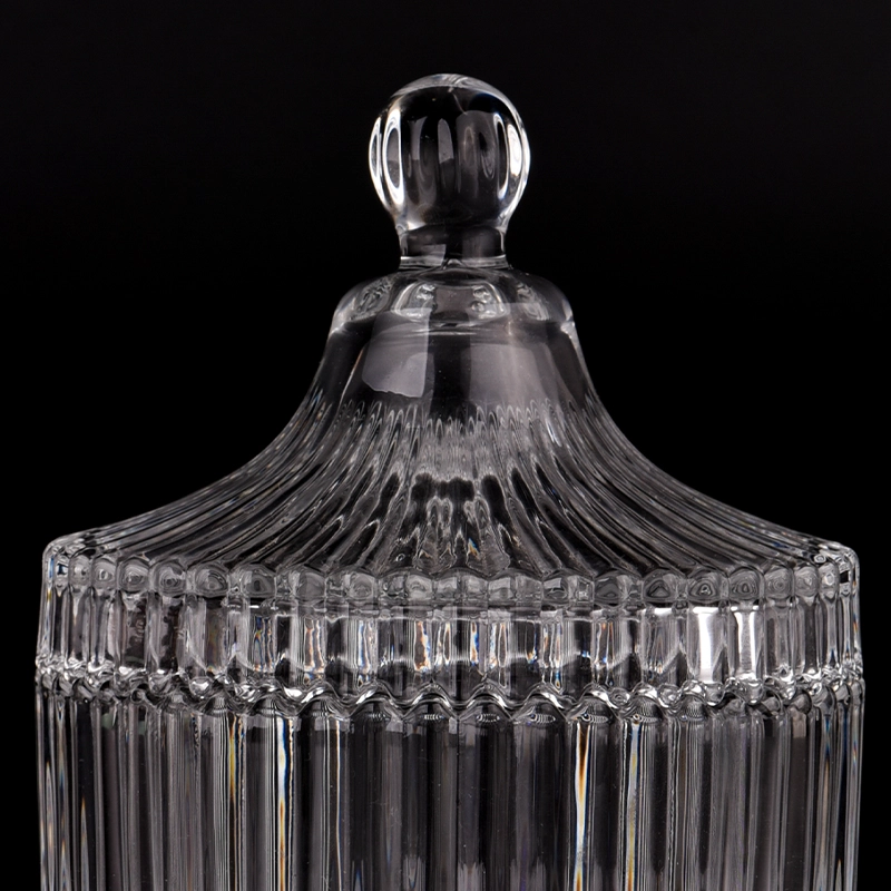 Popular vertical line glass candle jars with handle for wedding Popular vertical line glass candle jars with handle for wedding