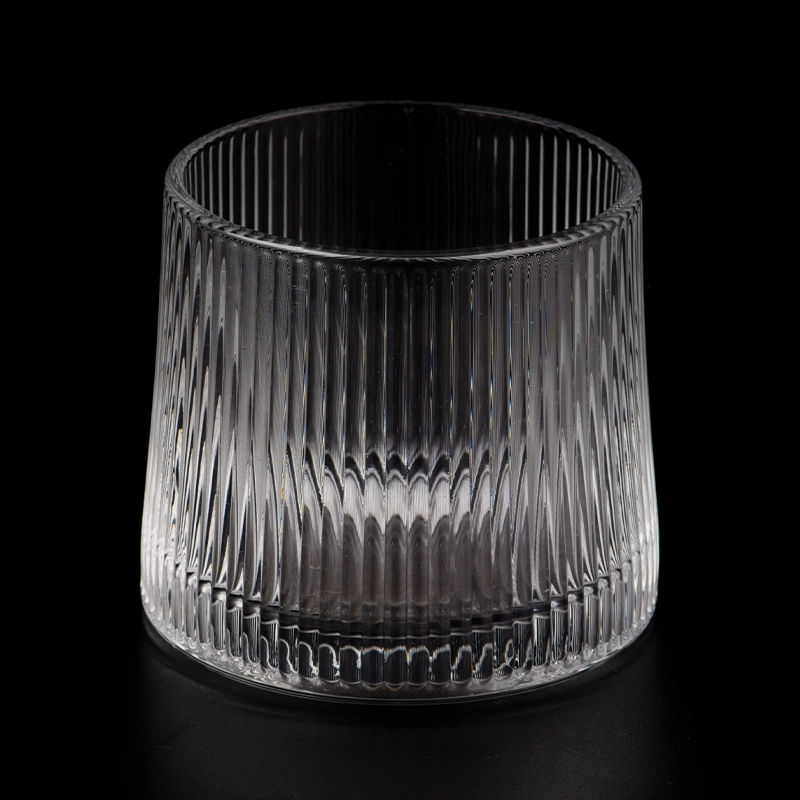 Unique Design Ribber Glass Jar For Candle Making Glass Candle Vessels