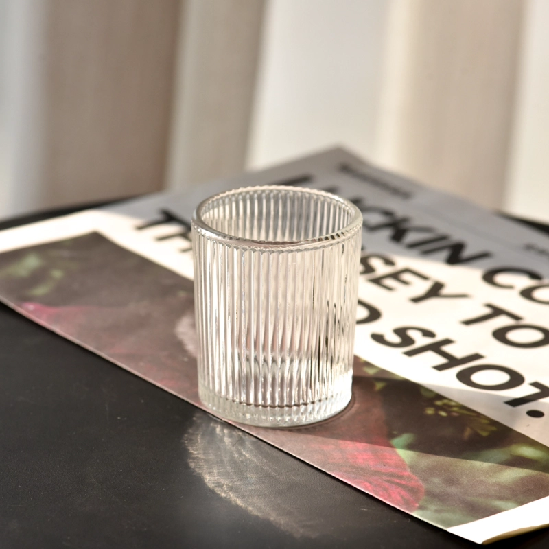 luxury 2oz stripes glass candle jar